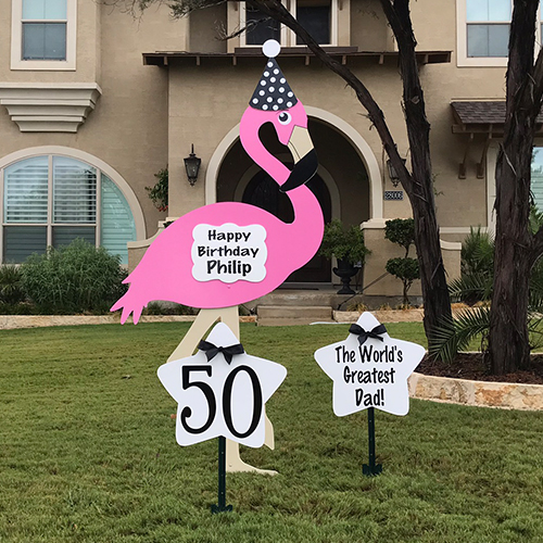 Flamingo Birthday Yard Sign - 50 milestone birthday , Metro Baton Rouge