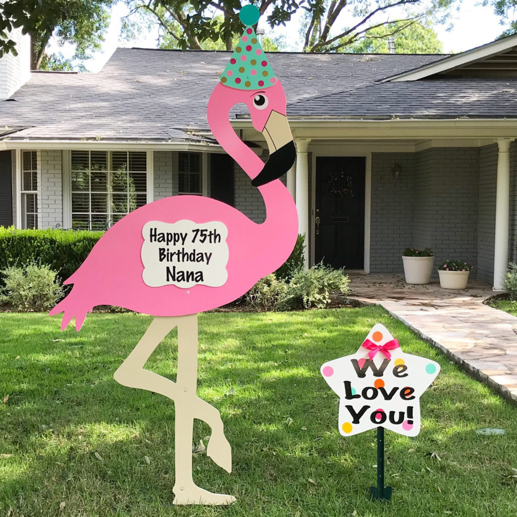 Happy Birthday Flamingo Yard sign, greater Baton Rouge