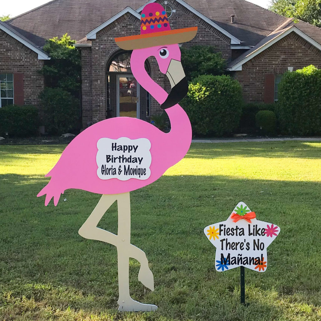 Happy Birthday Flamingo Yard sign, greater Baton Rouge
