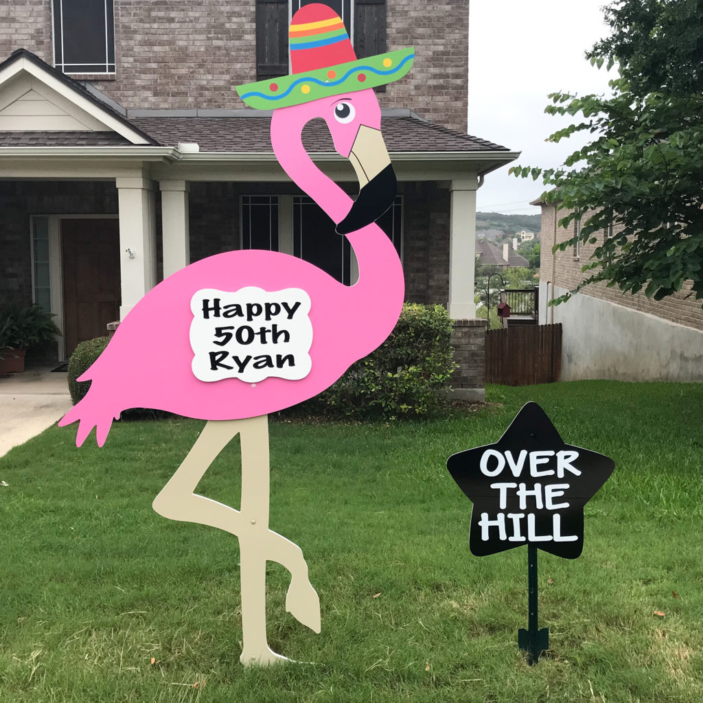 Happy Birthday Flamingo Yard sign, greater Baton Rouge