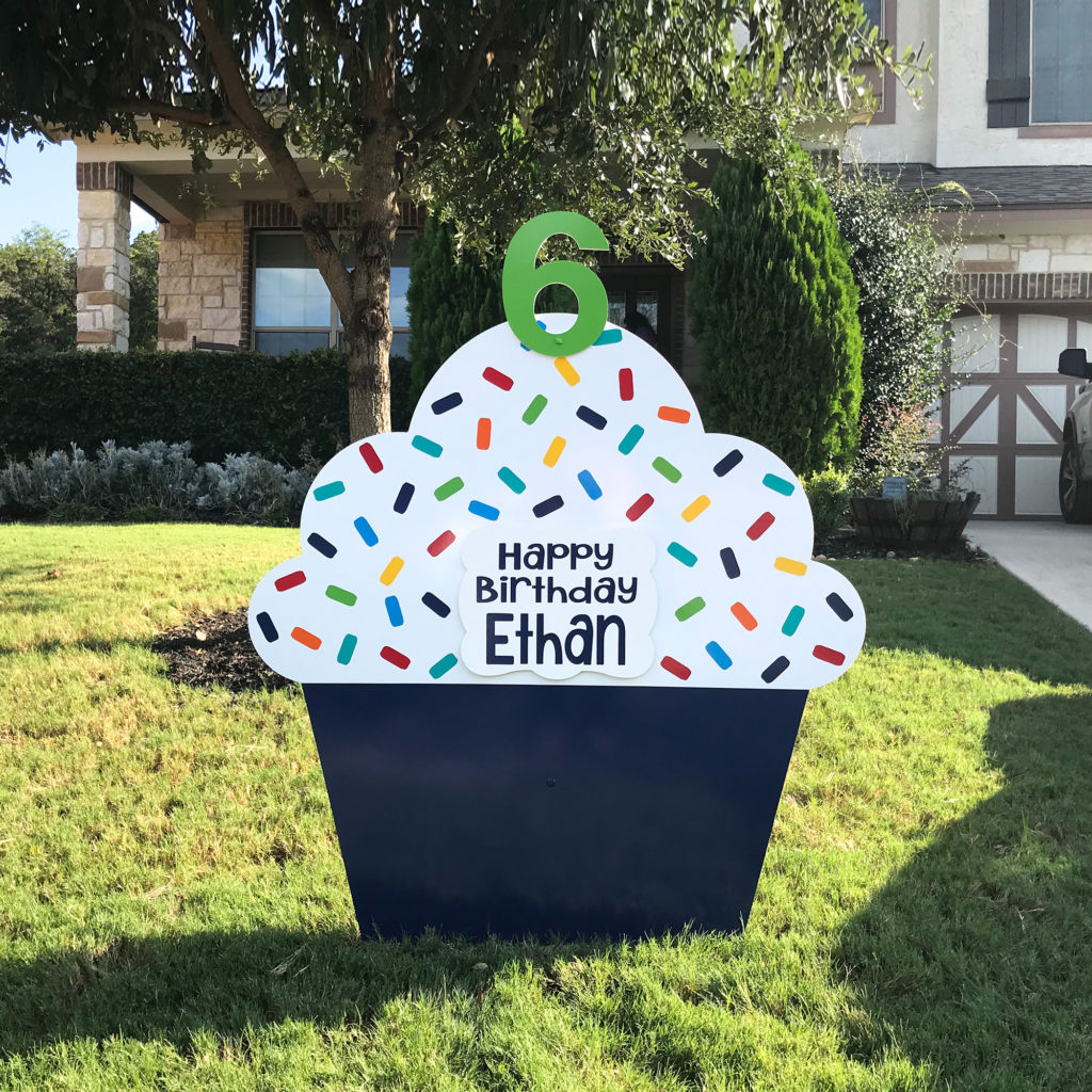 Navy Blue - Happy Birthday Cupcake Yard sign, greater Baton Rouge