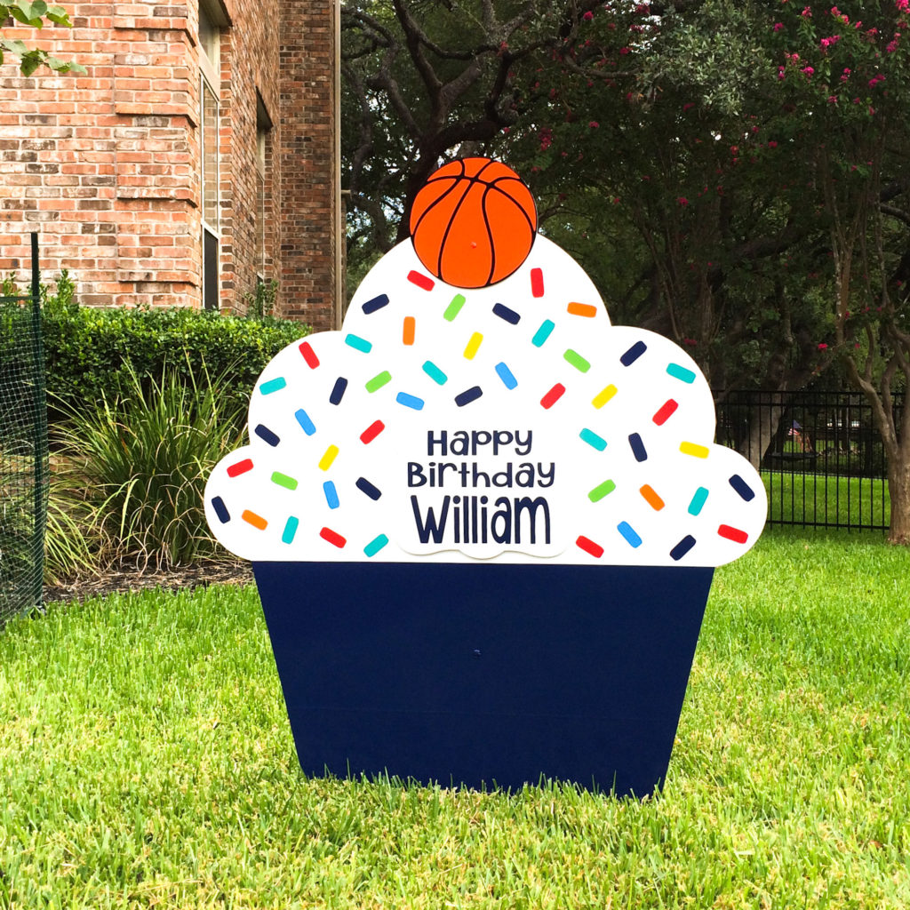 Navy Blue - Happy Birthday Cupcake Yard sign, greater Baton Rouge