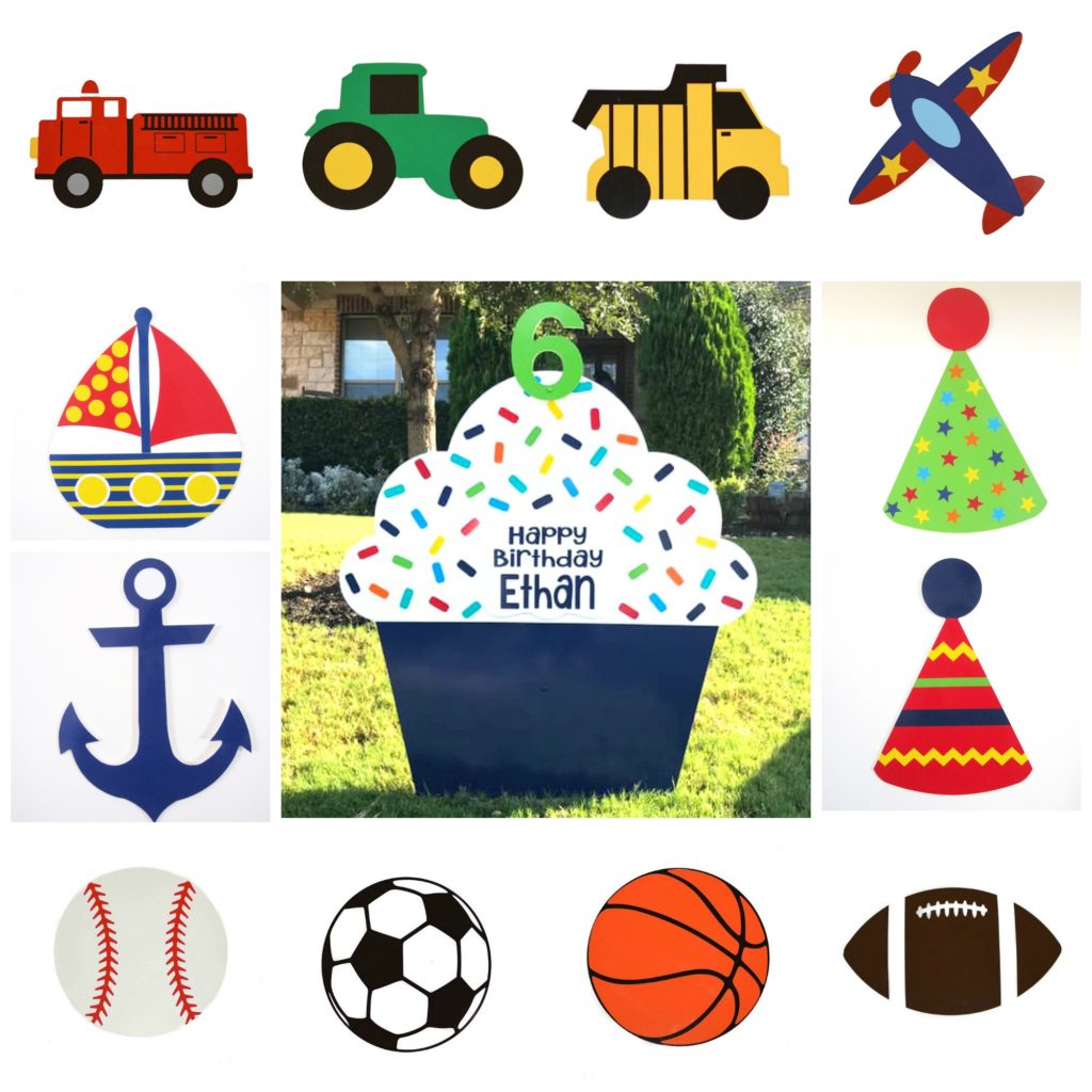 Navy Blue - Happy Birthday Cupcake Yard sign, greater Baton Rouge