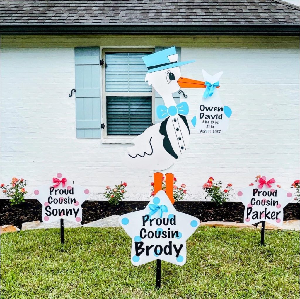 Outdoor Signs-Stork-Proud Cousin Star Signs-Baton Rouge LA